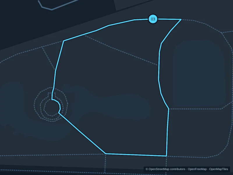 Map of the 1.2 km Nong Buak Haad · garden laps run, with start and finish marked 03.